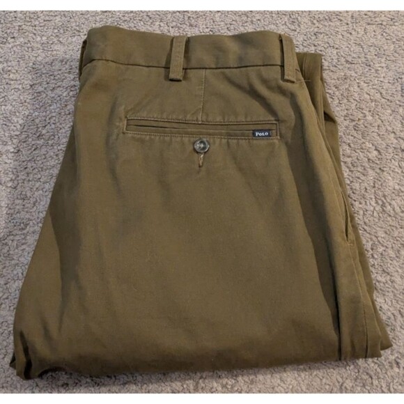 Polo Ralph Lauren Classic Fit Military Olive Green Chino Khaki Pants Men's 35x32 - Picture 1 of 8